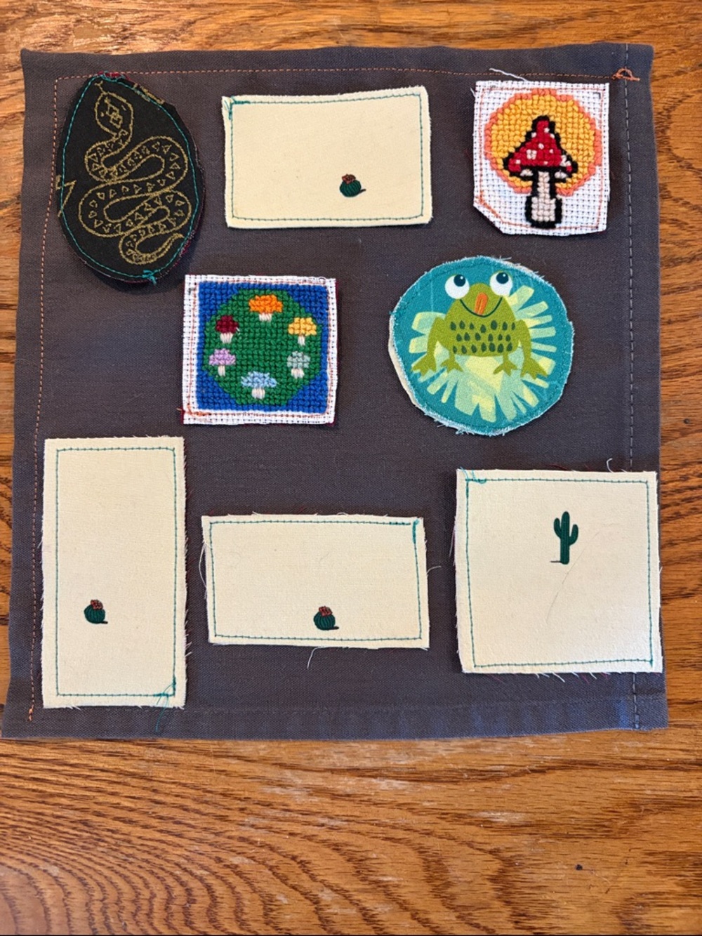 Handmade Medium Fabric Patch - Sunflower, Cactus & Skull Motifs